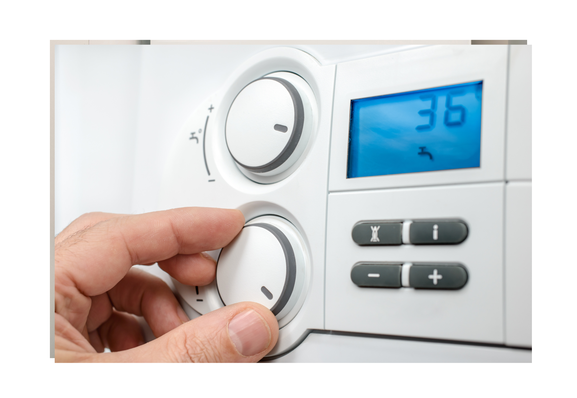 Hand adjusting a programmable thermostat dial