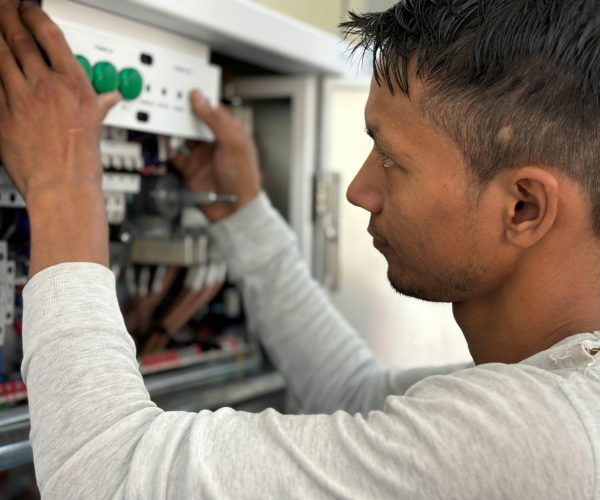 working on heating maintenance